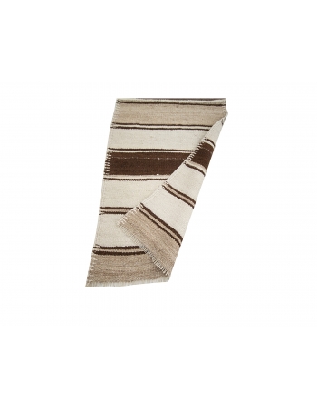 Brown & Cream Striped Vintage Kilim Runner - 2`7" x 12`6"