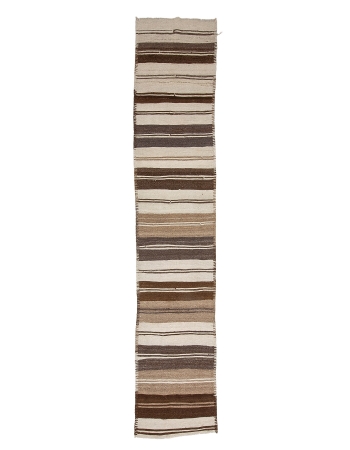 Vintage Natural Wool Kilim Runner - 2`9" x 13`9"