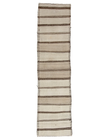 Vintage Natural Herki Kilim Runner - 2`7" x 9`11"