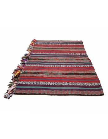 Vintage Decorative Turkish Kilim Rug - 5`7" x 6`3"