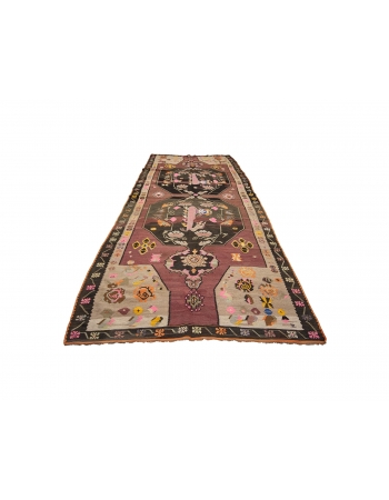 Unique Vintage Turkish Kilim Rug - 6`1" x 14`7"