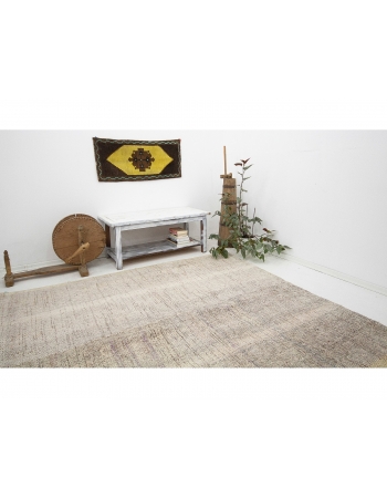 Vintage Light Gray Modern Kilim Rug - 7`0" x 7`7"