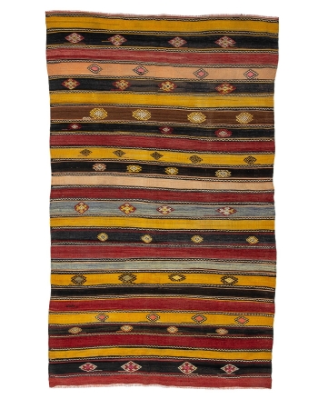 Vintage Turkish Striped Kilim Rug - 5`11" x 10`0"