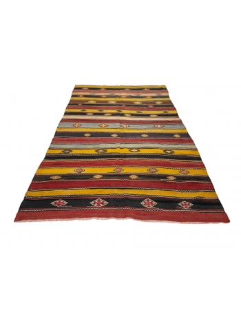 Vintage Turkish Striped Kilim Rug - 5`11" x 10`0"