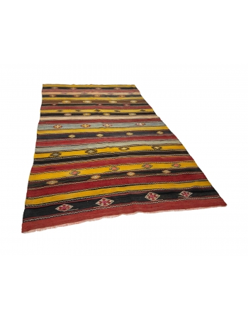 Vintage Turkish Striped Kilim Rug - 5`11" x 10`0"