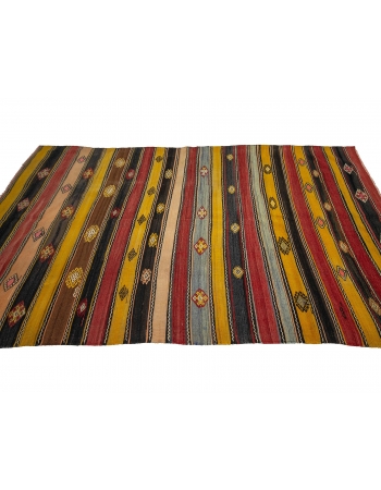 Vintage Turkish Striped Kilim Rug - 5`11" x 10`0"