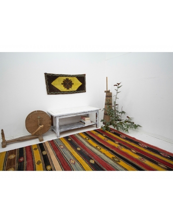 Vintage Turkish Striped Kilim Rug - 5`11" x 10`0"