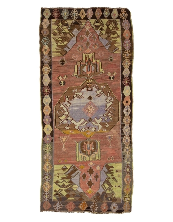 Unique Turkish Kars Kilim Rug - 5`11" x 12`2"