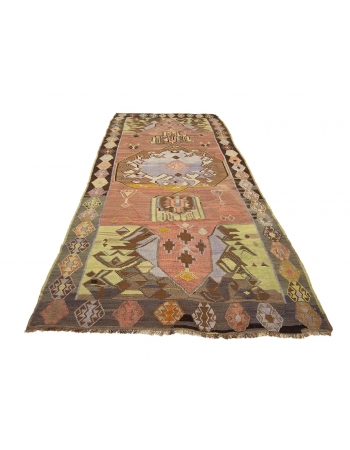 Unique Turkish Kars Kilim Rug - 5`11" x 12`2"