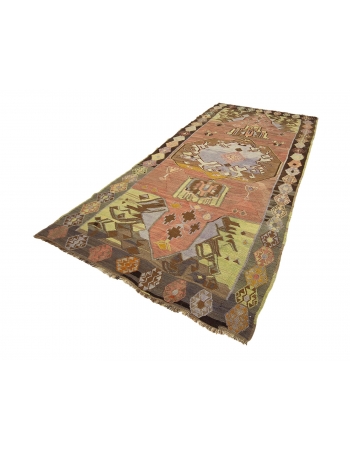 Unique Turkish Kars Kilim Rug - 5`11" x 12`2"