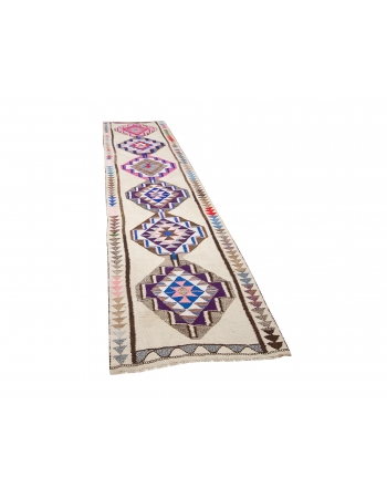 Decorative Vintage Kilim Runner Rug - 3`0" x 11`7"