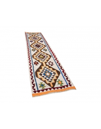 Unique Decorative Vintage Kilim Runner - 3`1" x 11`6"