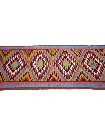 Colorful Vintage Decorative Kilim Runner - 3`1" x 10`6"