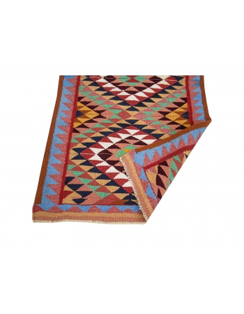 Colorful Vintage Decorative Kilim Runner - 3`1" x 10`6"