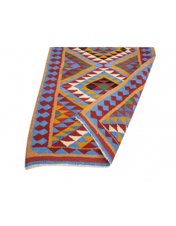 Colorful Vintage Herki Kilim Runner - 3`2" x 9`7"