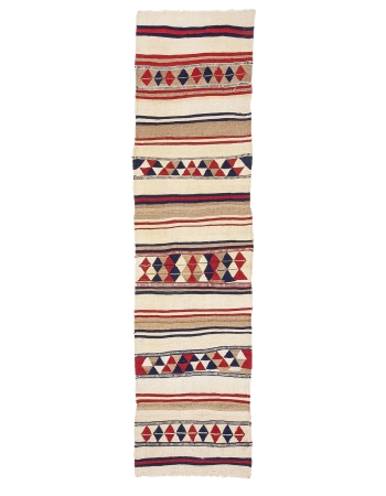 Vintage Decorative Herki Kilim Runner - 2`10" x 11`1"