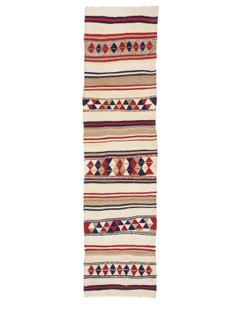 Vintage Decorative Herki Kilim Runner - 2`10" x 11`1"