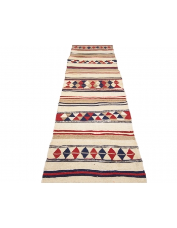 Vintage Decorative Herki Kilim Runner - 2`10" x 11`1"