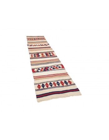 Vintage Decorative Herki Kilim Runner - 2`10" x 11`1"