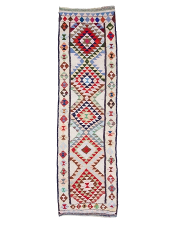 Colorful Unique Vintage Herki Runner - 3`3" x 11`3"