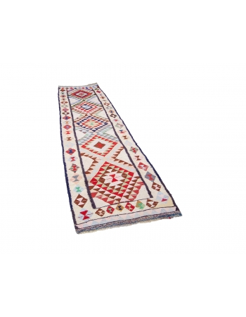 Colorful Unique Vintage Herki Runner - 3`3" x 11`3"