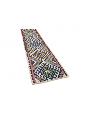 Unique Vintage Kilim Runner - 3`1" x 11`1"