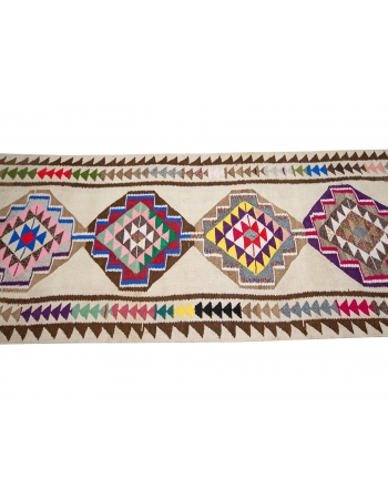 Colorful Vintage Decorative Kilim Runner - 3`7" x 11`11"