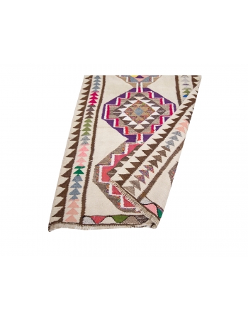 Colorful Vintage Decorative Kilim Runner - 3`7" x 11`11"