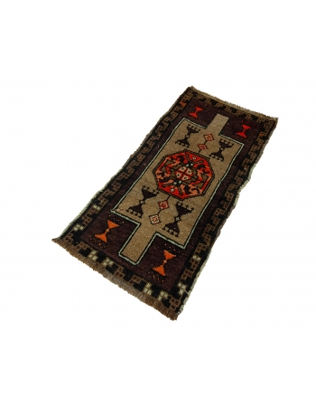 Vintage Decorative Mini Turkish Rug - 1`7" x 3`3"