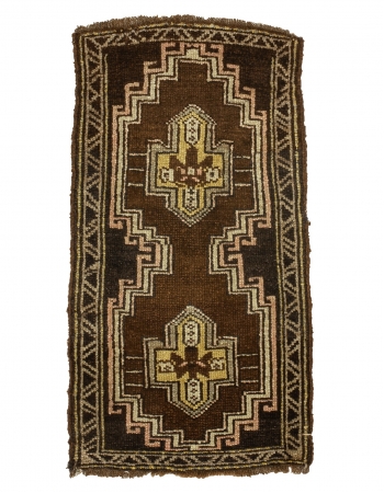 Brown Vintage Mini Wool Rug - 1`8" x 3`2"