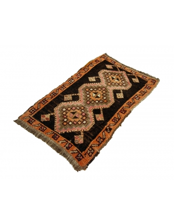 Orange & Brown Vintage Mini Rug - 1`10" x 2`9"