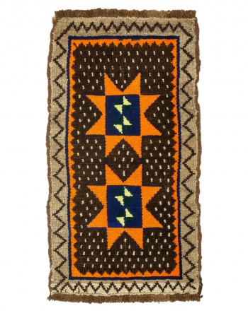 Orange & Brown Mini Vintage Rug - 1`7" x 2`11"