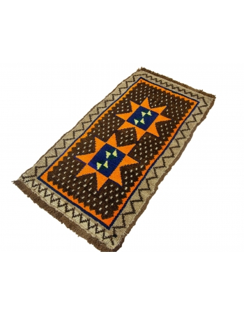 Orange & Brown Mini Vintage Rug - 1`7" x 2`11"