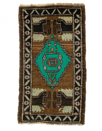 Brown & Green Vintage Mini Rug - 1`9" x 3`3"