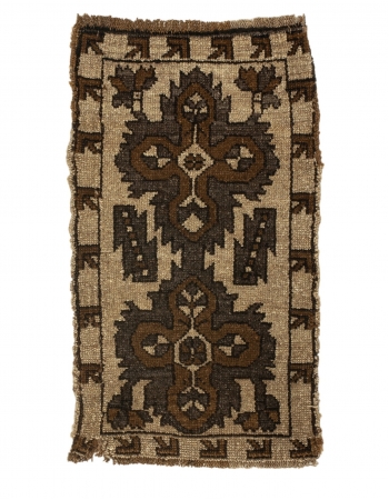 Brown Vintage Mini Wool Rug - 1`6" x 2`8"