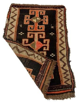 Black & Orange Mini Vintage Rug - 1`10" x 2`9"