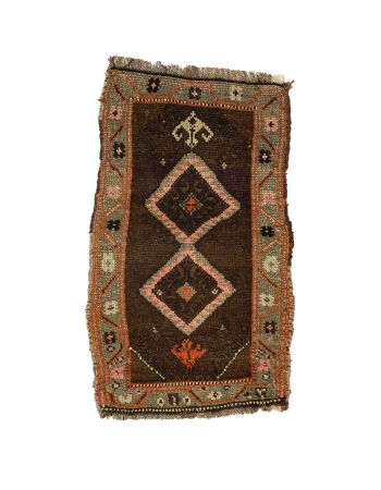 Brown & Orange Vintage Mini Rug - 1`10" x 3`0"