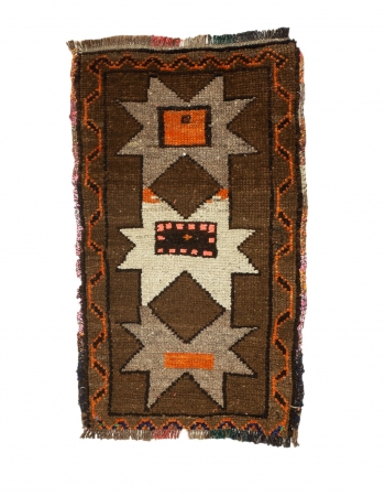 Orange & Brown Vintage Mini Rug - 1`6" x 2`7"