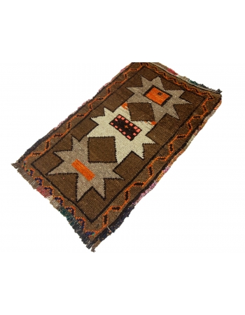 Orange & Brown Vintage Mini Rug - 1`6" x 2`7"