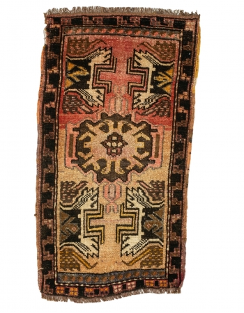 Vintage Decorative Mini Turkish Rug - 1`9" x 3`4"