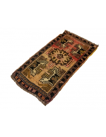 Vintage Decorative Mini Turkish Rug - 1`9" x 3`4"