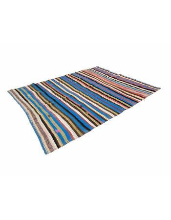 Colorful Striped Vintage Kilim Rug - 7`0" x 9`10"