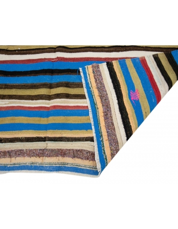 Colorful Striped Vintage Kilim Rug - 7`0" x 9`10"