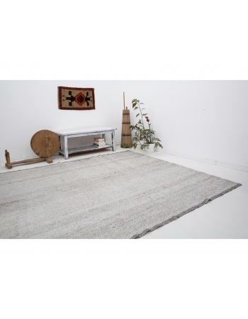 Large Vintage Gray Modern Turkish Kilim Rug - 7`10" x 10`0"