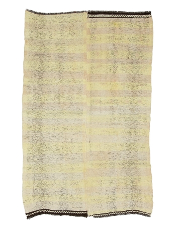 Yellow Vintage Decorative Turkish Kilim Rug - 4`9" x 7`7"