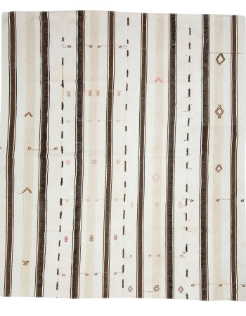 Striped Vintage Turkish Kilim Rug - 7`9" x 8`8"