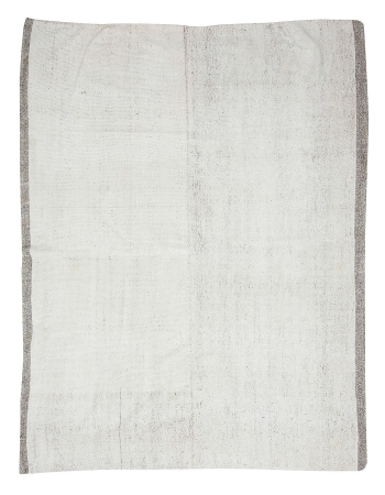 White & Gray Vintage Large Kilim Rug - 8`0" x 10`2"