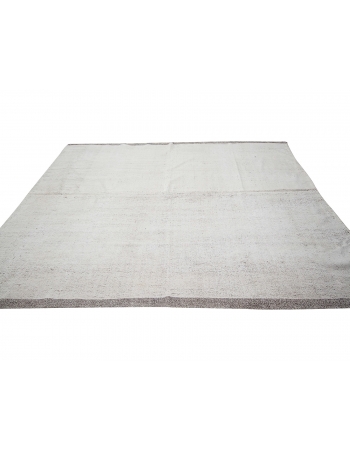 White & Gray Vintage Large Kilim Rug - 8`0" x 10`2"