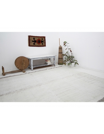 White & Gray Vintage Large Kilim Rug - 8`0" x 10`2"