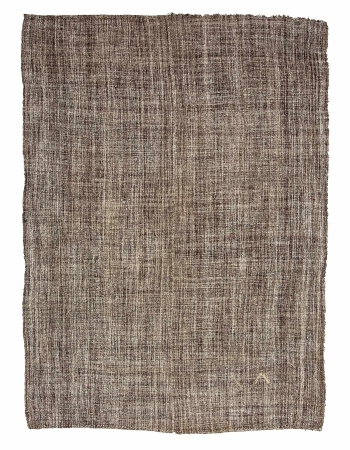 Brown Plain Vintage Modern Kilim Rug - 7`3" x 10`3"